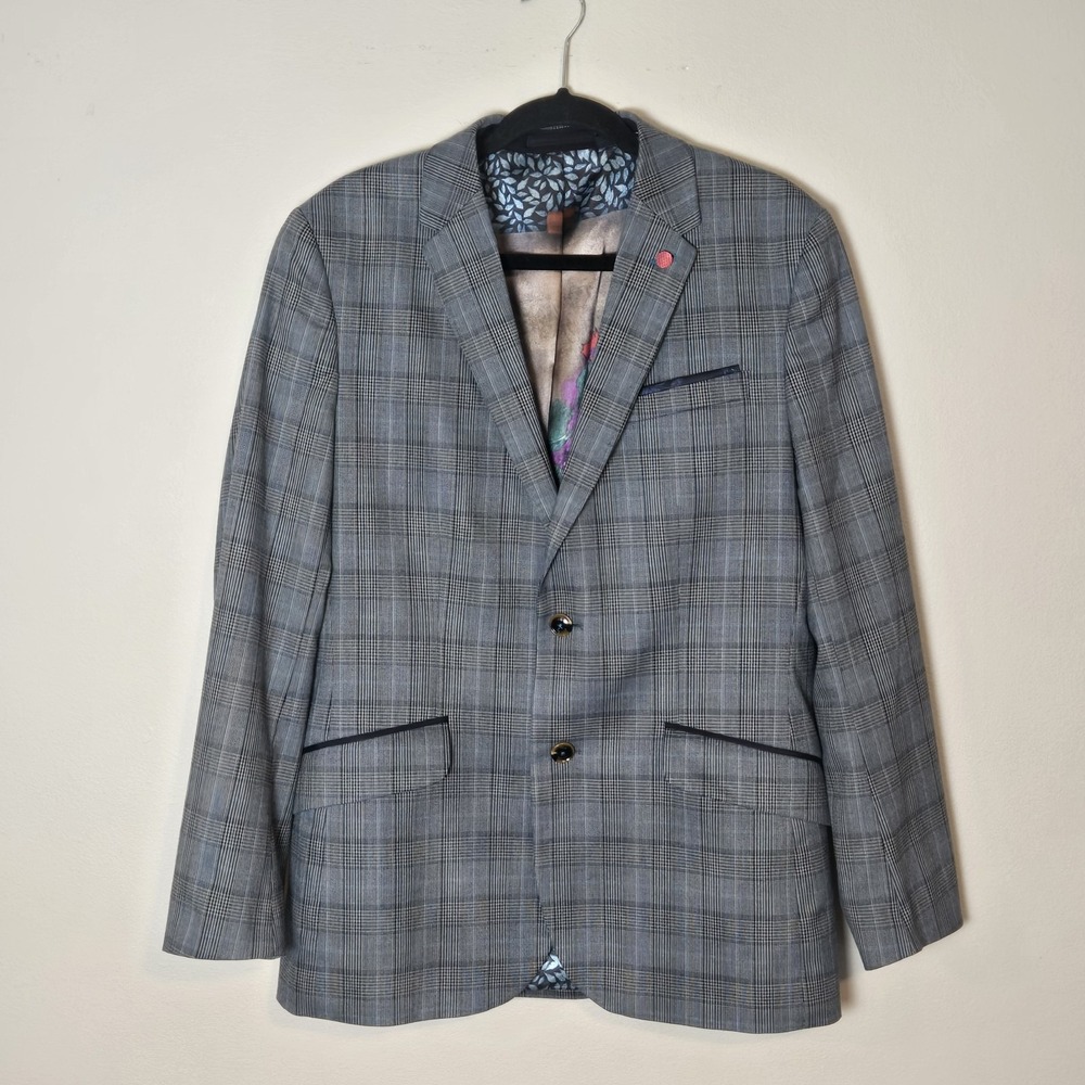 Ted Baker London Blazer Sport Coat Jacket Sz 40 Glen Plaid Check Cagney Peacock